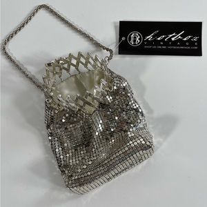 vintage Expandable Top Silver Mesh Bag